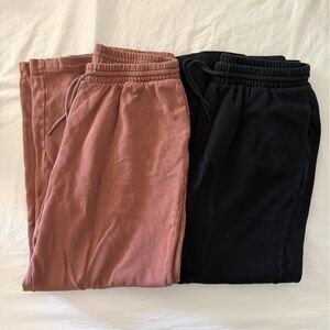 Old Navy Womens Wide Leg Sweatpants Drawstring Pockets Large Tall Black Pink